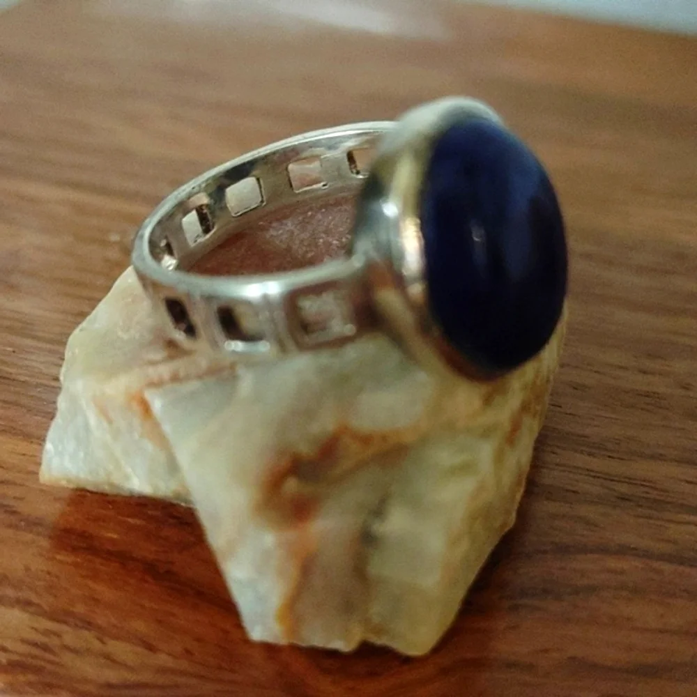 Lapis Lazuli Cabochon in Sterling Ring Size 8.75